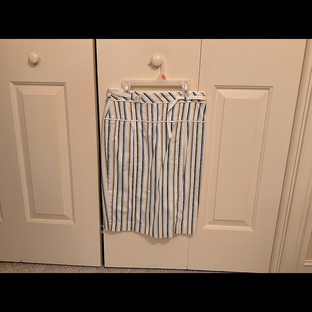 Express White/Green/Black/Yellow/Gray/Blue Striped Skirt (Size 4)